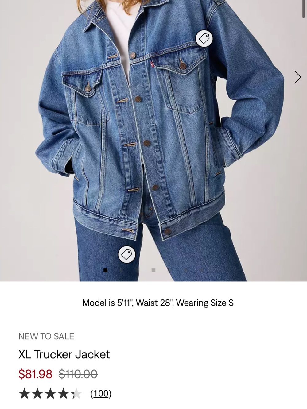 Levi's Medium Blue Denim Oversized Trucker Jacket